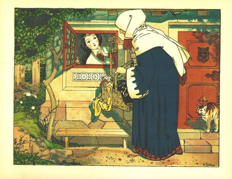 Ilustração de 1905 para o conto "Branca de Neve", por Franz Jüttner